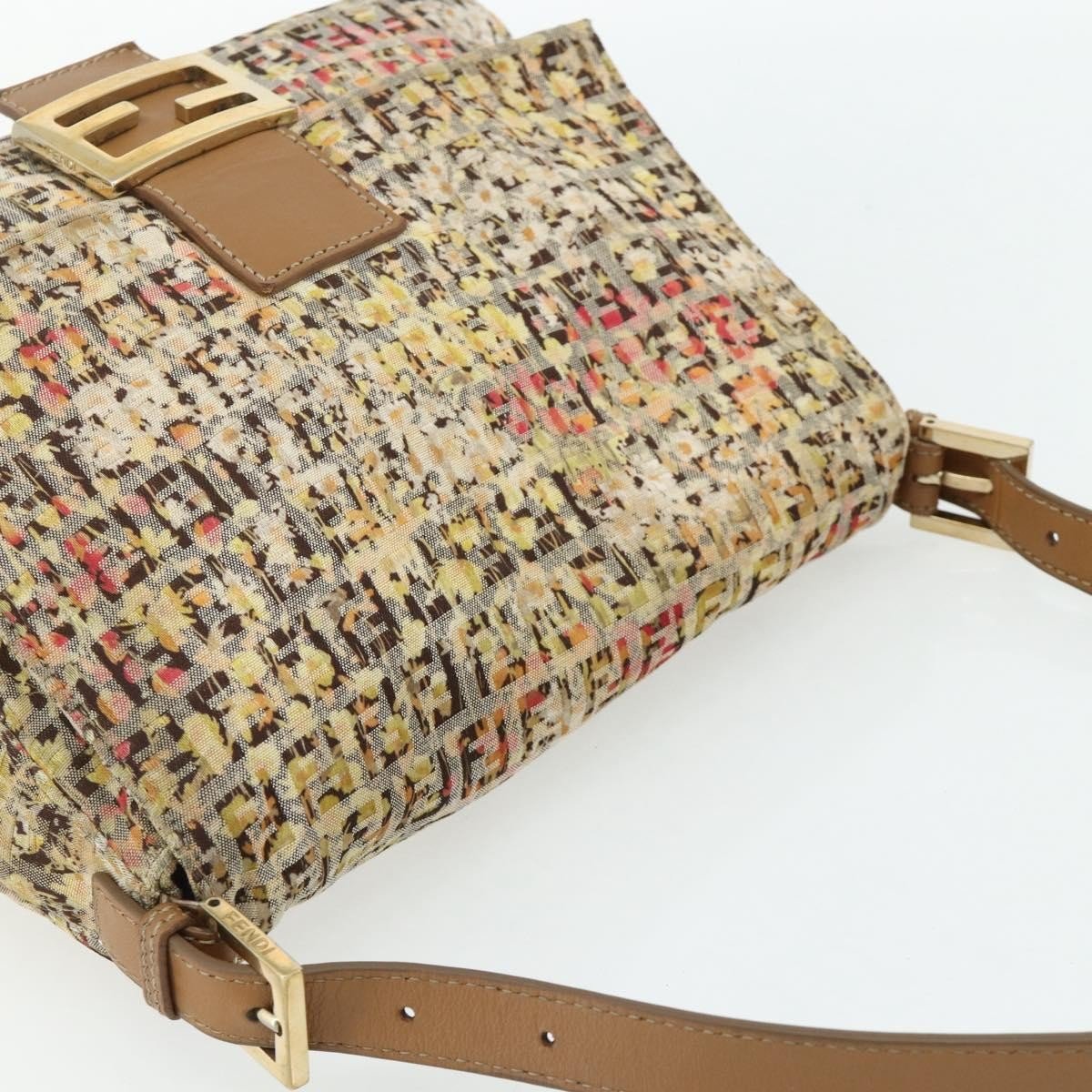 Fendi Mamma Baguette Zucca Floral Canvas Multicolor Hardware Oro – 27 cm - Etoilux