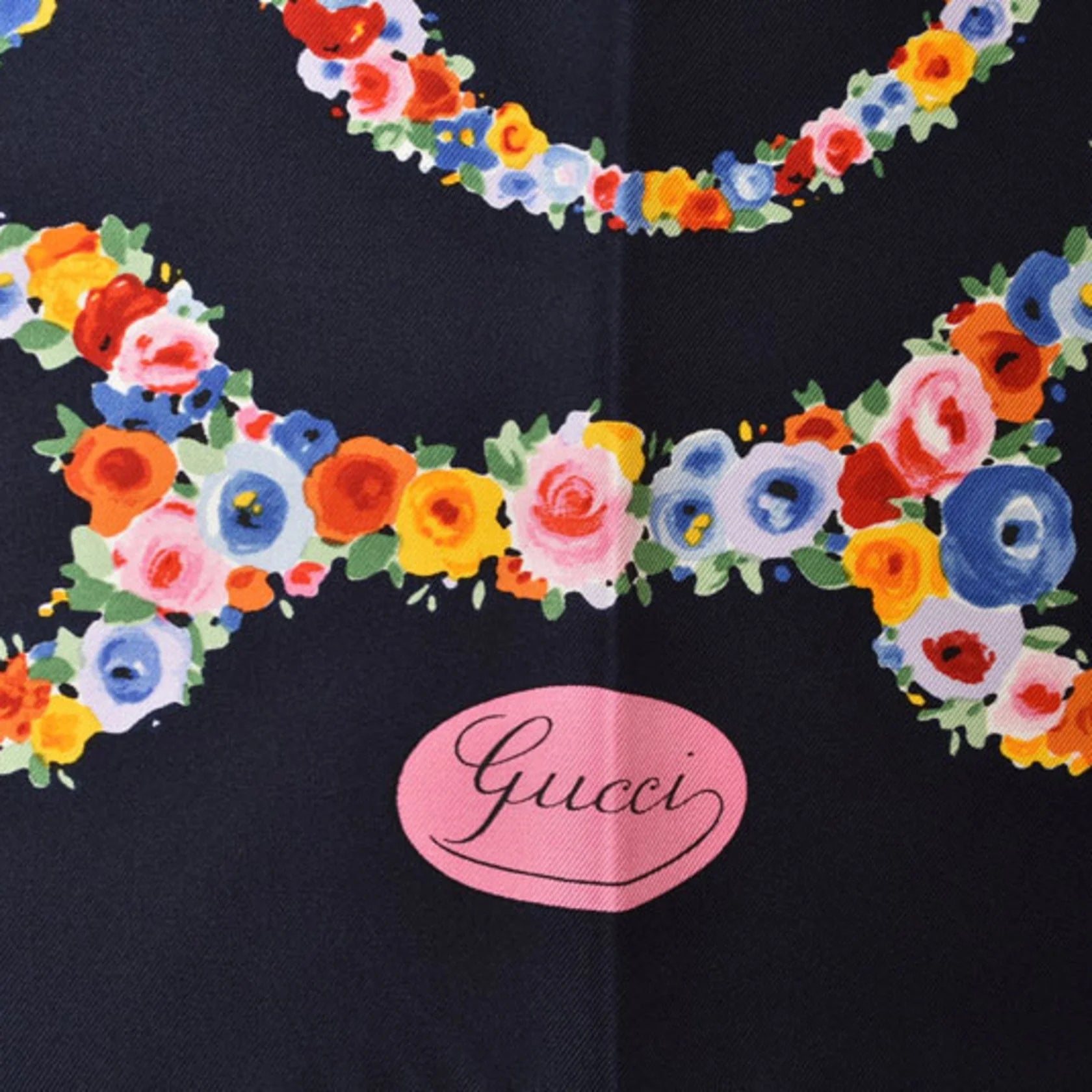 Gucci Sciarpa Gucci a fiori grandi multicolore blu navy - Etoilux