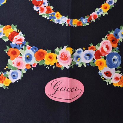 Gucci Sciarpa Gucci a fiori grandi multicolore blu navy - Etoilux