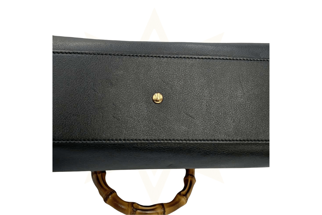 Gucci Diana Medium Tote Bag in pelle nera con manico in bamboo - Etoilux