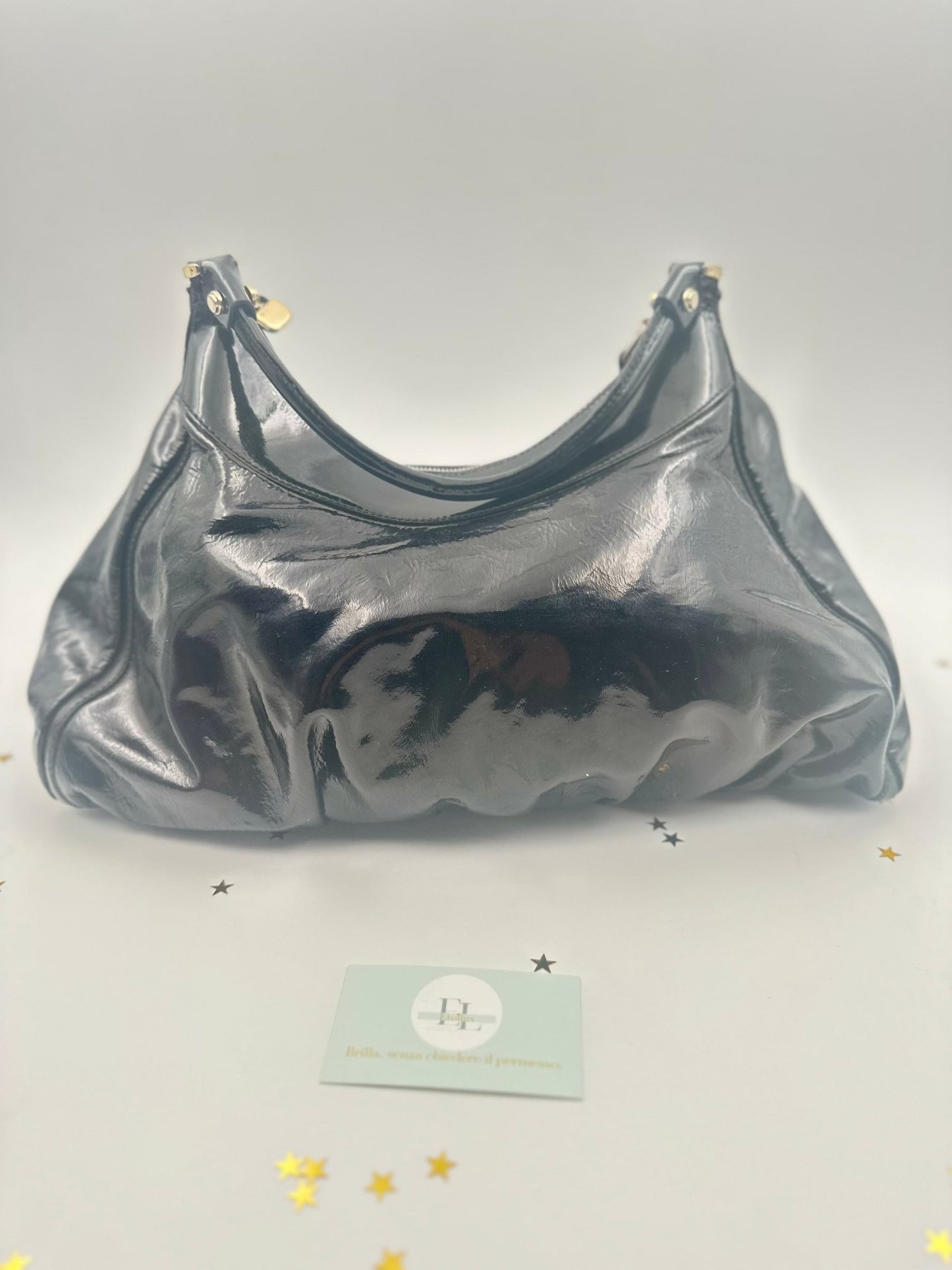 Gucci Indy Hobo Vernice Nera – Iconico Glamour Retrò - Etoilux
