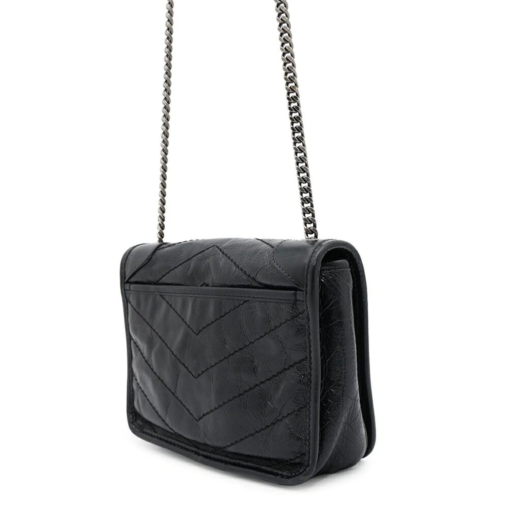 Saint Laurent Borsa a tracolla con catena Saint Laurent Niki in pelle SAINT LAURENT PARIS Nero - Etoilux