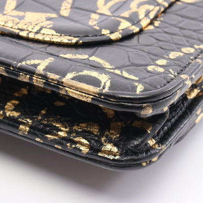 Chanel 2.55 Reissue WOC – Pelle Croco - Embossed Nera Graffiti Gold – 19 cm - Etoilux