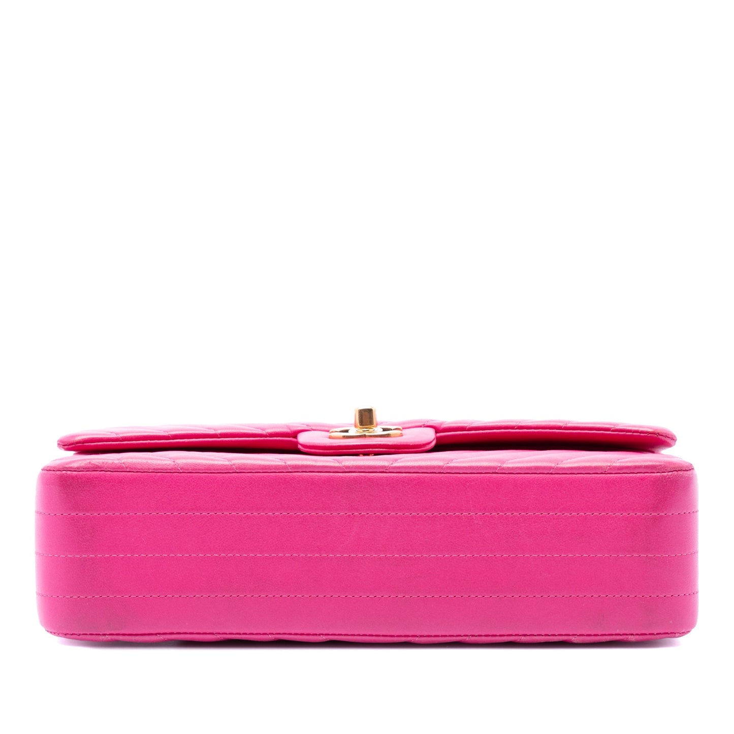 Chanel Timeless Classic Double Flap Medium Chevron Pelle d'Agnello Rosa Fucsia 2015–2016 – 25 cm - Etoilux