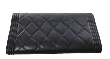 Chanel Boy Long Flap Wallet – Agnello trapuntato nero, ferramenta argento anticato - Etoilux