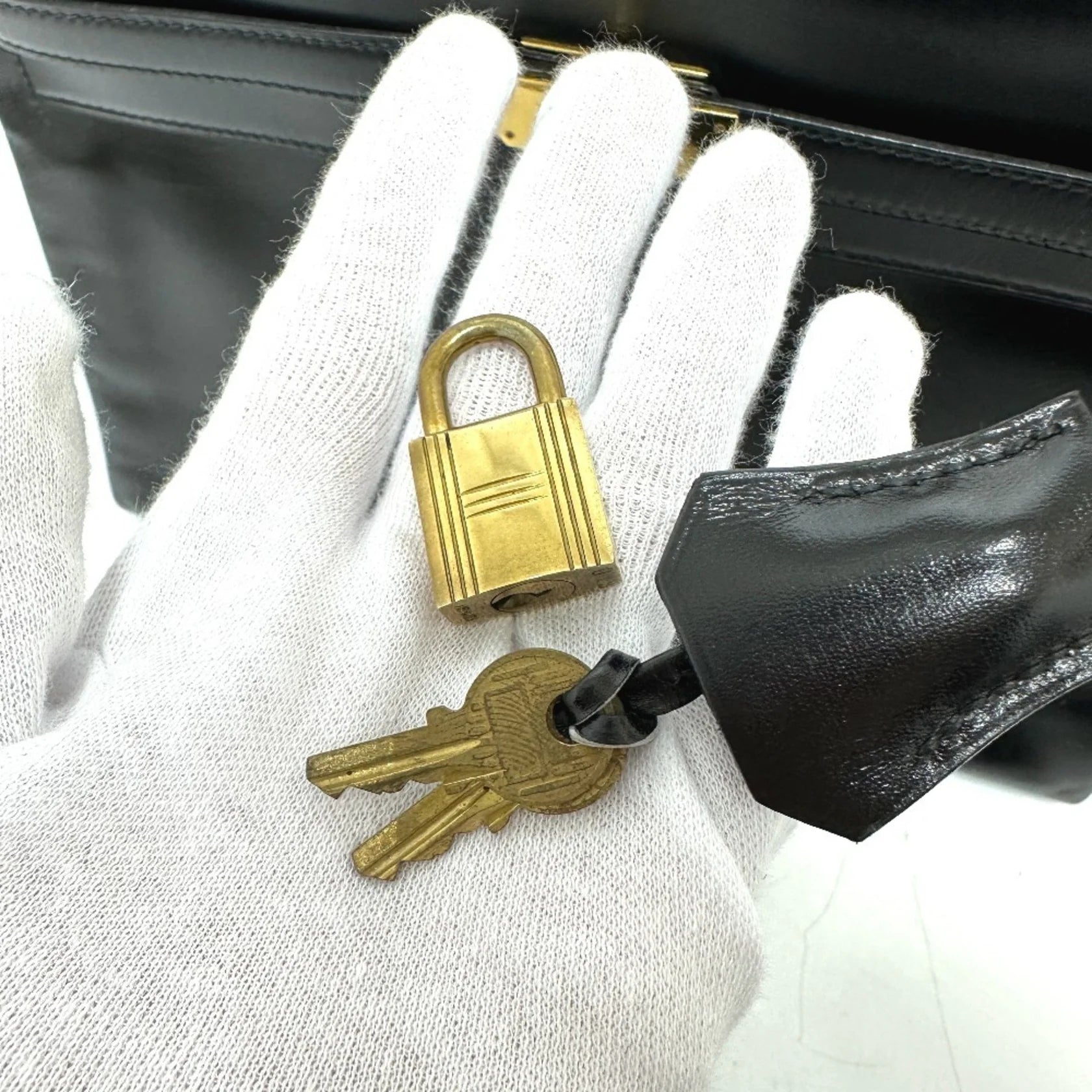 HERMES Kelly 35 con marchio S, borsa tote, borsa a mano con impunture, pelle di vitello box, da donna, nera - Etoilux