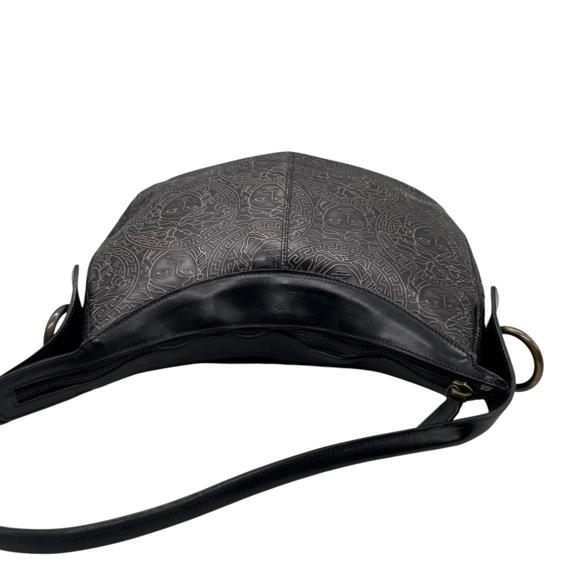 Versace Medusa – Hobo bag in pelle nera incisa - Etoilux