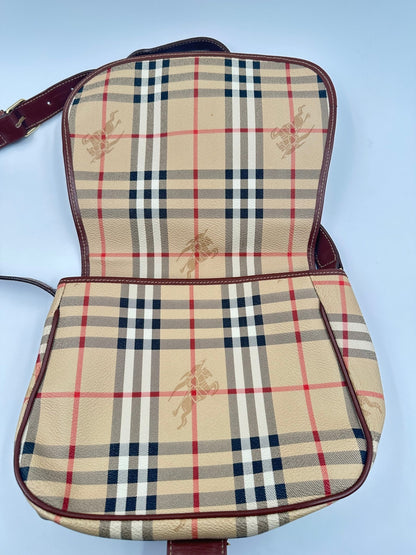 BURBERRY – Borsa a Tracolla Vintage Check in Canvas e Pelle Marrone - Etoilux