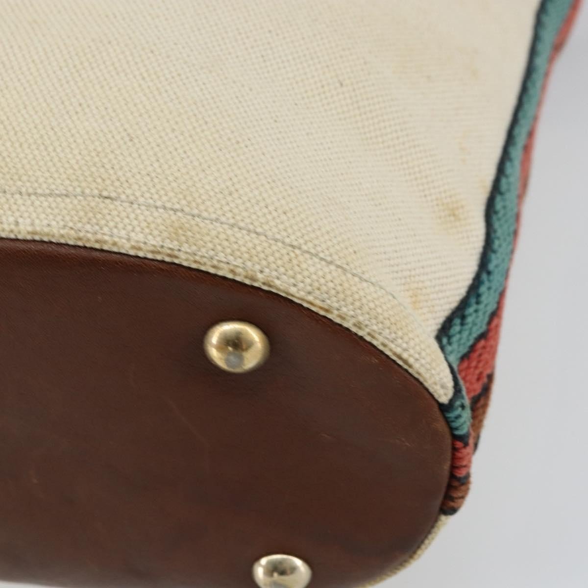Gucci Vintage Bamboo Bucket Bag Canvas Beige Web Stripe – 23 cm - Etoilux