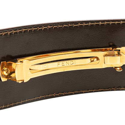 Fendi – Fermaglio per capelli FF Canvas – Marrone e Oro – Anni 2000 - Etoilux