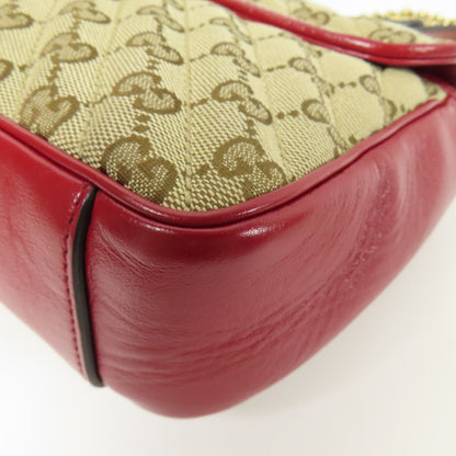 Gucci GG Marmont Small Shoulder Bag – Canvas GG Beige/Rosso con Tracolla a Catena Dorata – 25 cm - Etoilux