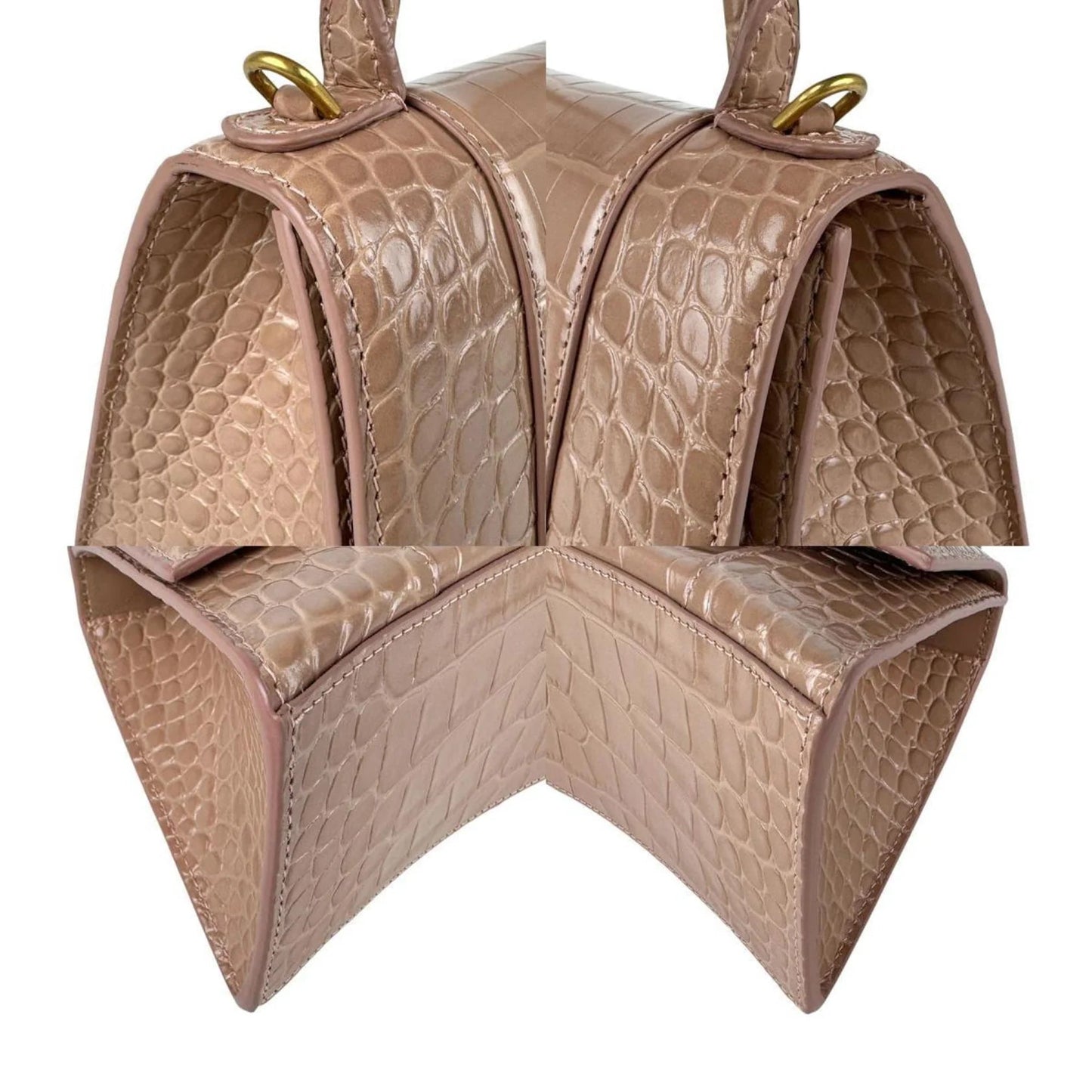 Balenciaga Hourglass Small – Pelle effetto coccodrillo Beige Rosato - Etoilux