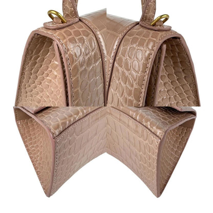 Balenciaga Hourglass Small – Pelle effetto coccodrillo Beige Rosato - Etoilux