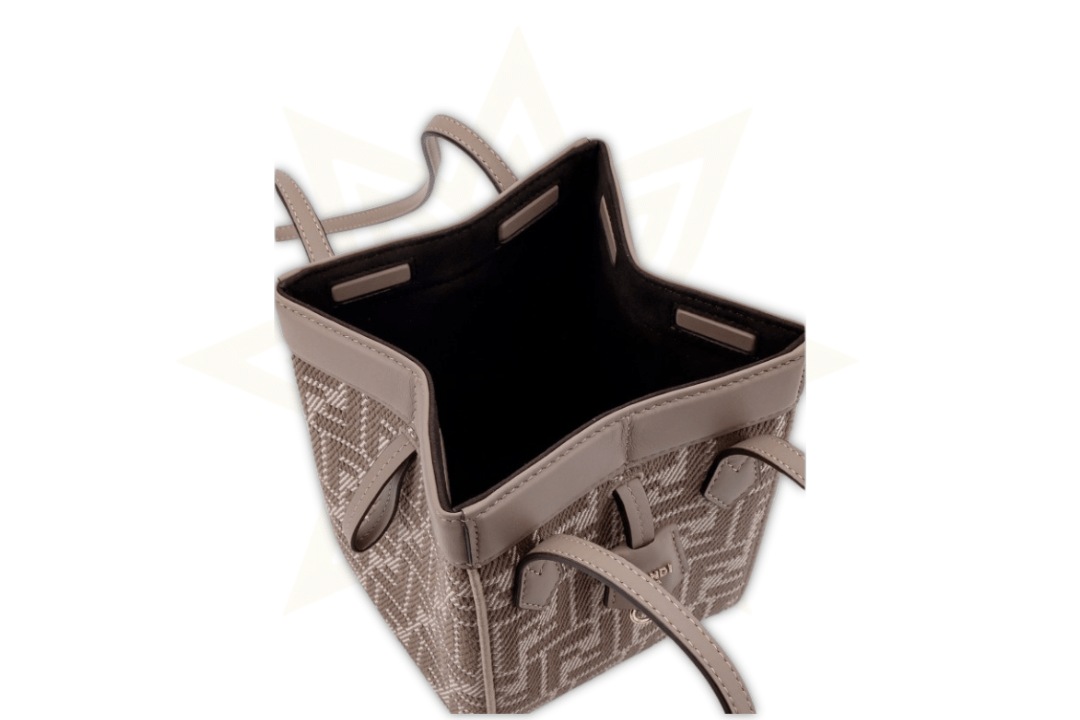 Fendi Origami Mini in Jacquard FF e Pelle Taupe – Nuova da Boutique - Etoilux