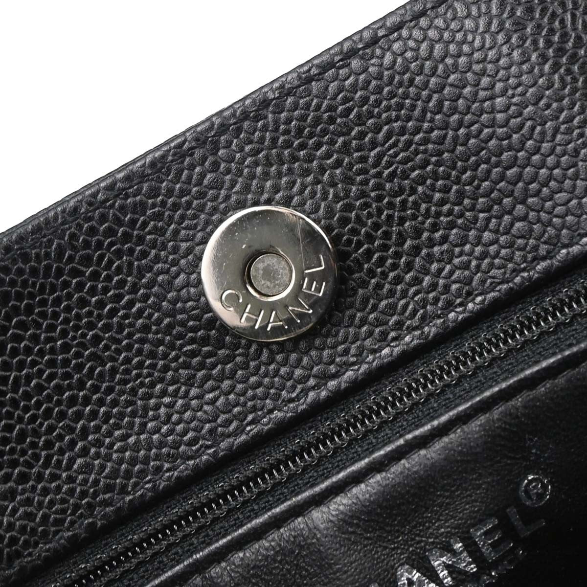 Chanel Mademoiselle Chain Shopping Bag Caviar Nero Hardware Argento – 28 cm - Etoilux