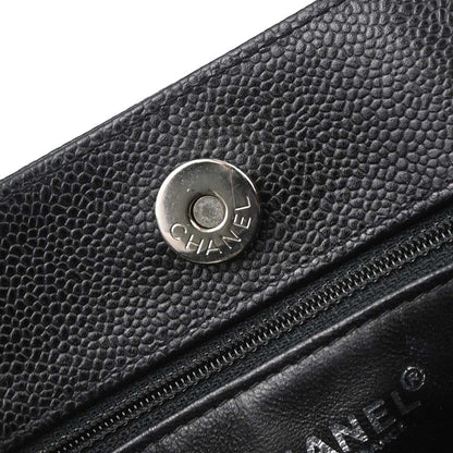 Chanel Mademoiselle Chain Shopping Bag Caviar Nero Hardware Argento – 28 cm - Etoilux