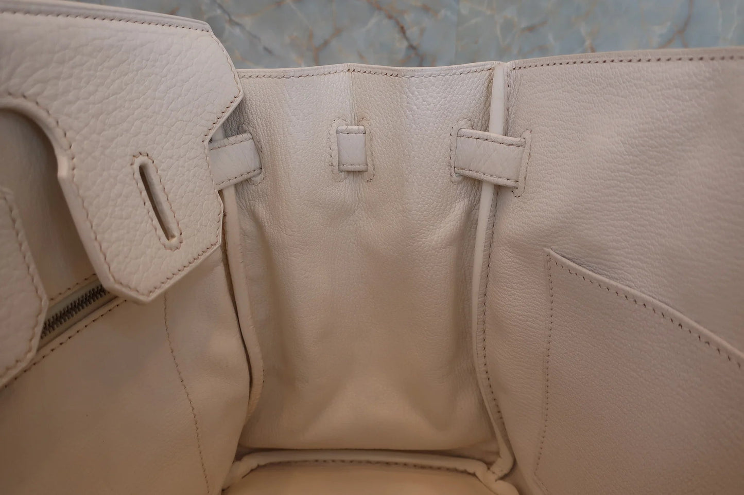 Hermès Birkin 30 Taurillon Clémence Blanc Hardware Dorato — 2008 - Etoilux