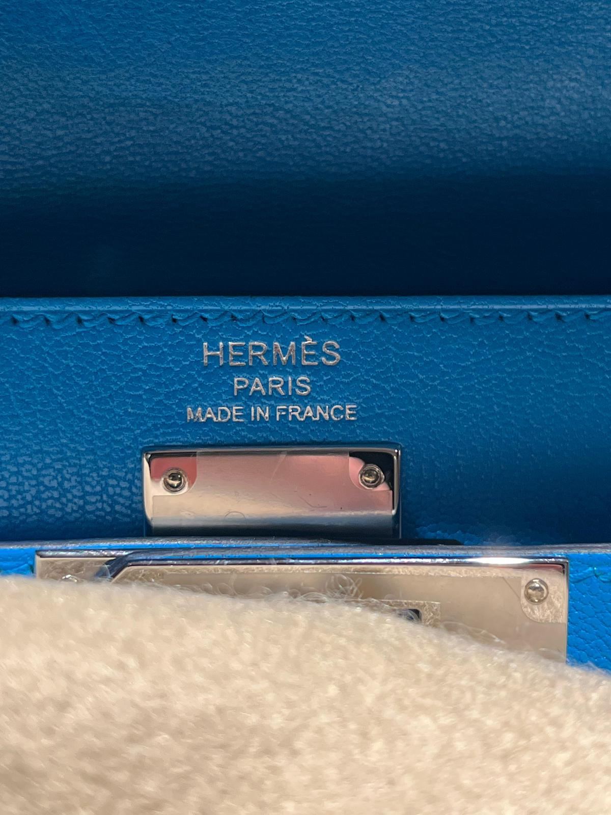 Hermès Kelly Elan – Chèvre Mysore Blue Hydra – Palladium Hardware - Etoilux