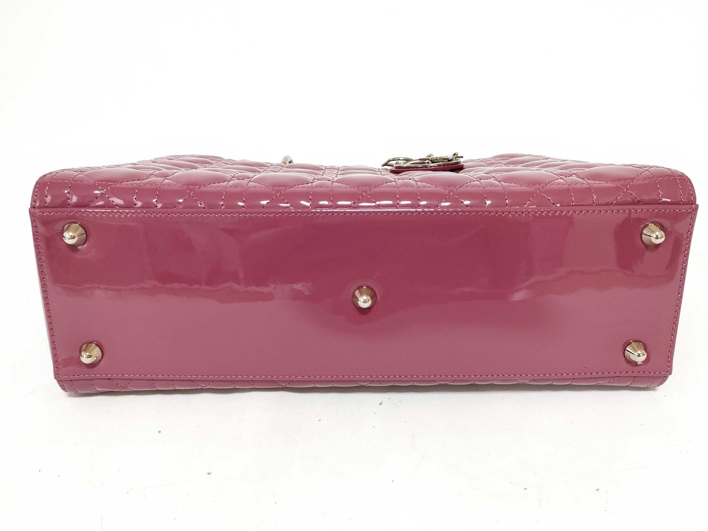 Christian Dior Lady Dior Large Pelle Verniciata Cannage – Rosa Malva – 32 cm - Etoilux