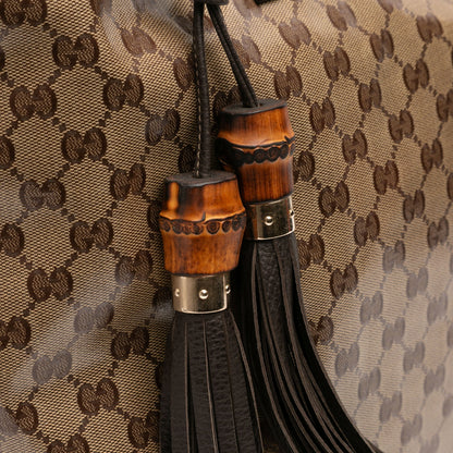 Gucci Peggy Tote GG Crystal Canvas Marrone – Bamboo Tassel – Serie 354666 493492 - Etoilux