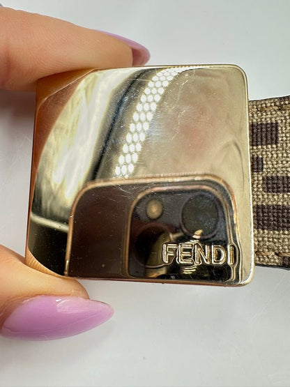 Cintura Fendi "Forever" in Tessuto FF - Fibbia Quadrata Gold - Etoilux