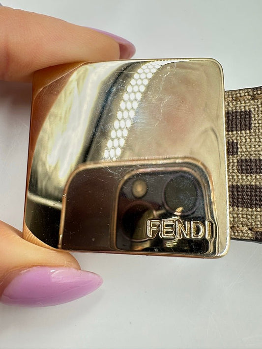 Cintura Fendi "Forever" in Tessuto FF - Fibbia Quadrata Gold - Etoilux