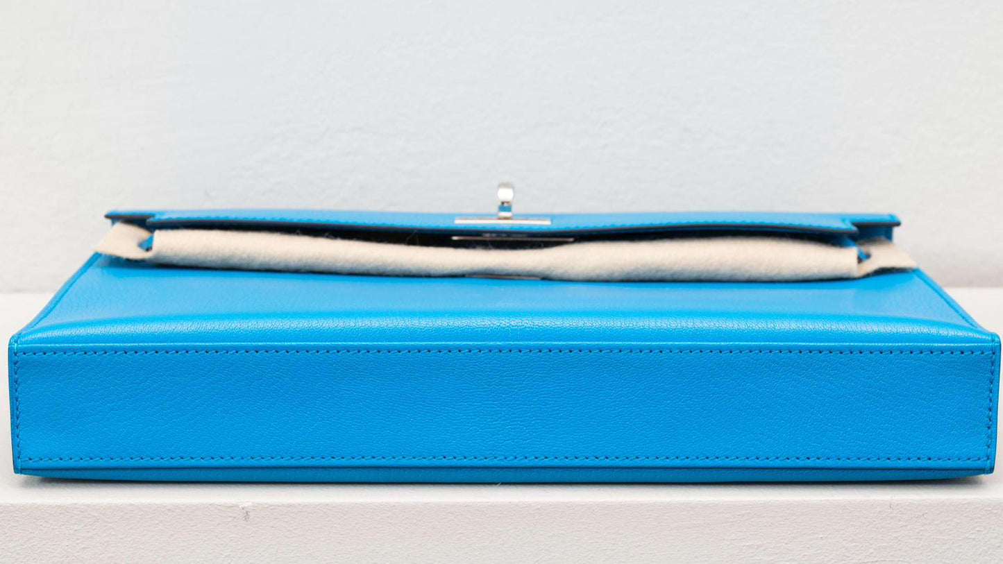 Hermès Kelly Elan – Chèvre Mysore Blue Hydra – Palladium Hardware - Etoilux