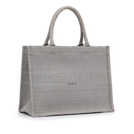 Christian Dior Book Tote Media Cannage Ricamata – Grigio - Etoilux