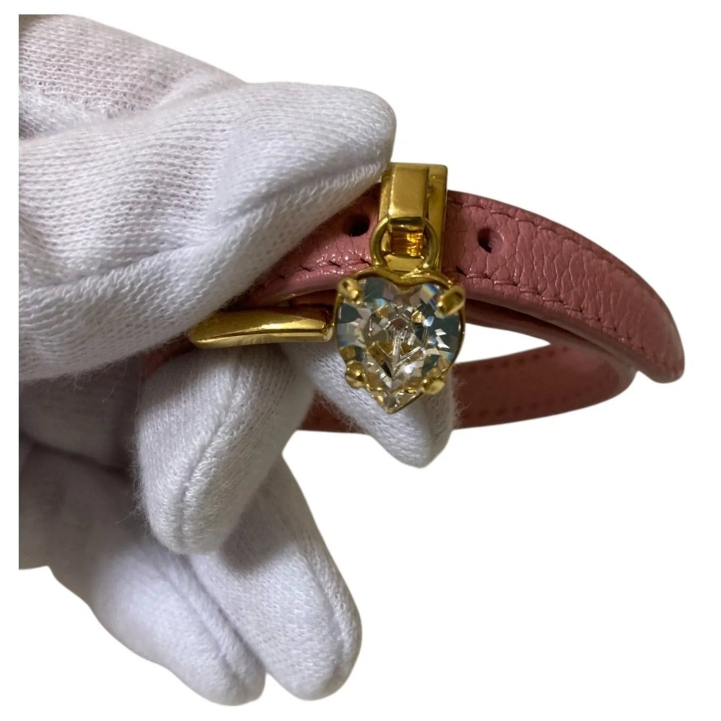 MIUMIU Bracciale rigido in pelle Madras Miu Heart Bijou rosa da donna - Etoilux