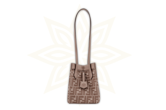 Fendi Origami Mini in Jacquard FF e Pelle Taupe – Nuova da Boutique - Etoilux