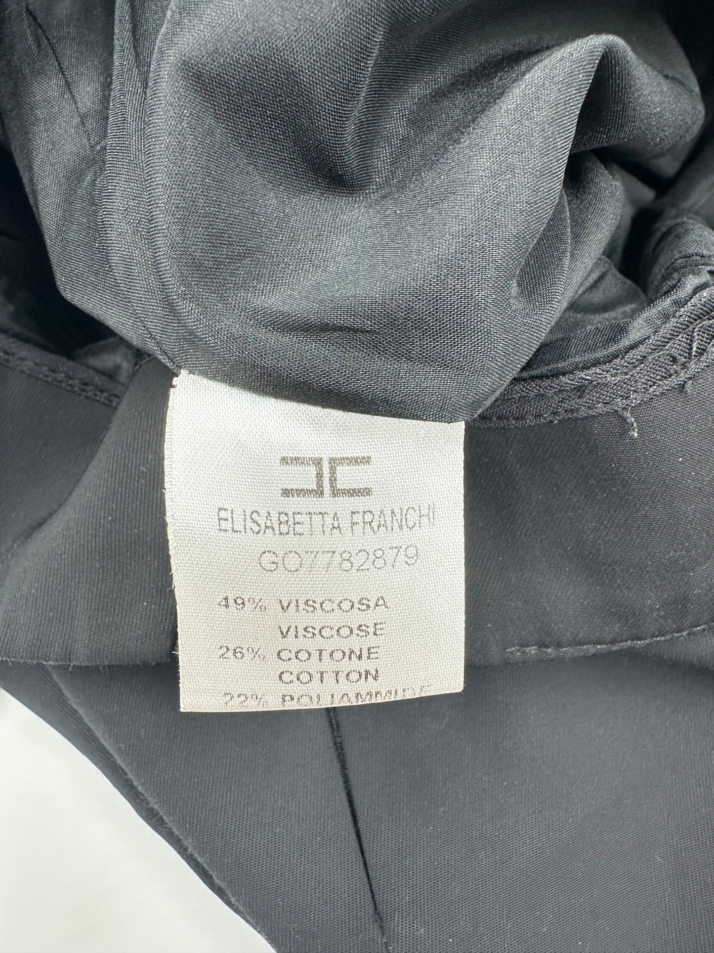 Elisabetta Franchi Gonna Midi Asimmetrica Nera con Zip Oro – Size 40 - Etoilux