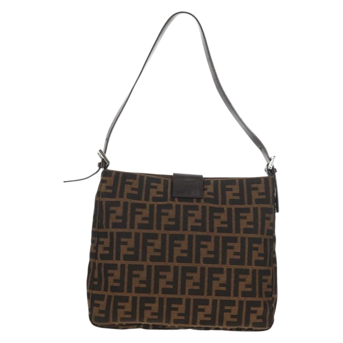 Fendi Mamma Baguette Zucca Canvas Marrone Nero – Shoulder Bag Vintage Iconica - Etoilux