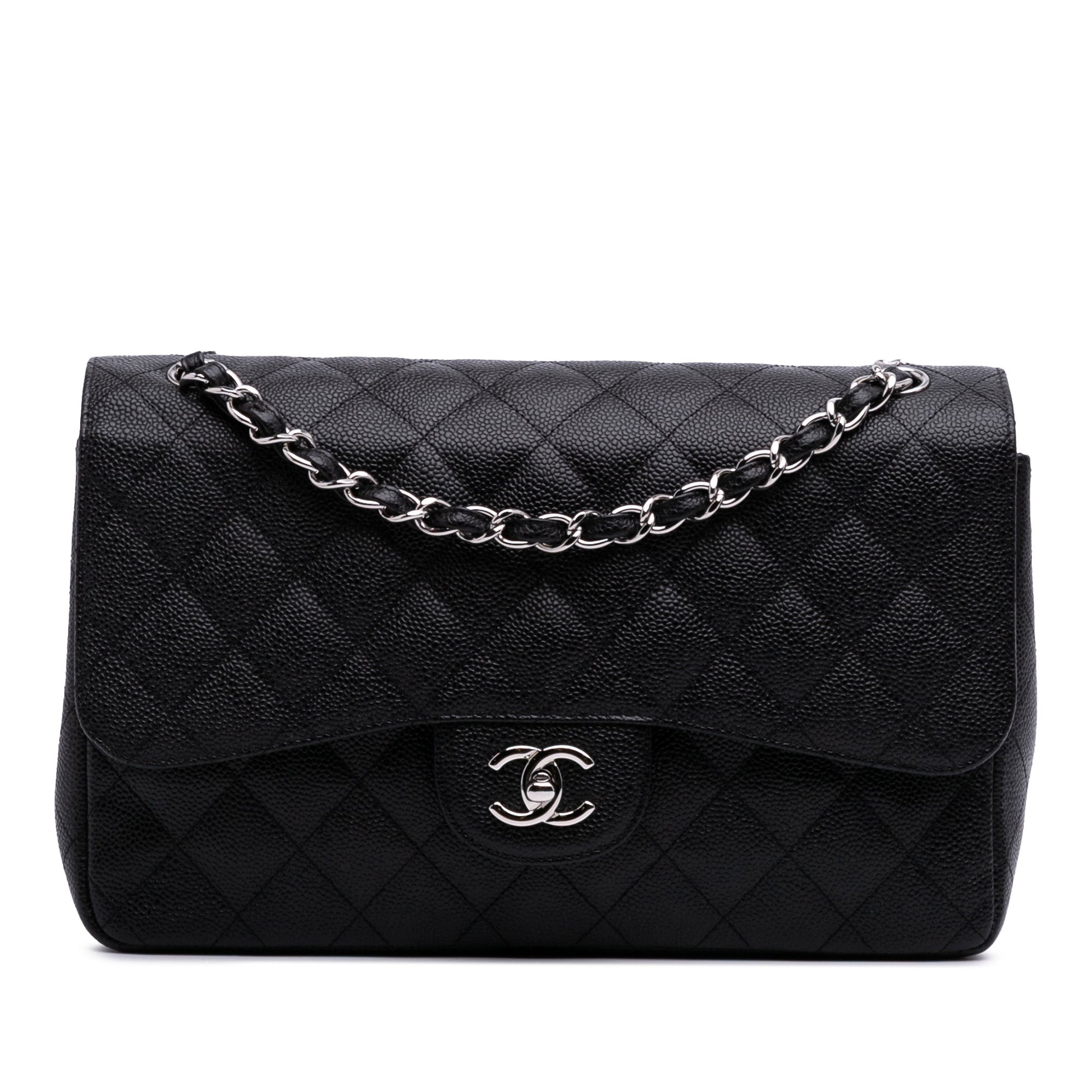 Chanel Classic Double Flap – Caviar Nero – Hardware Argento (2011) - Etoilux