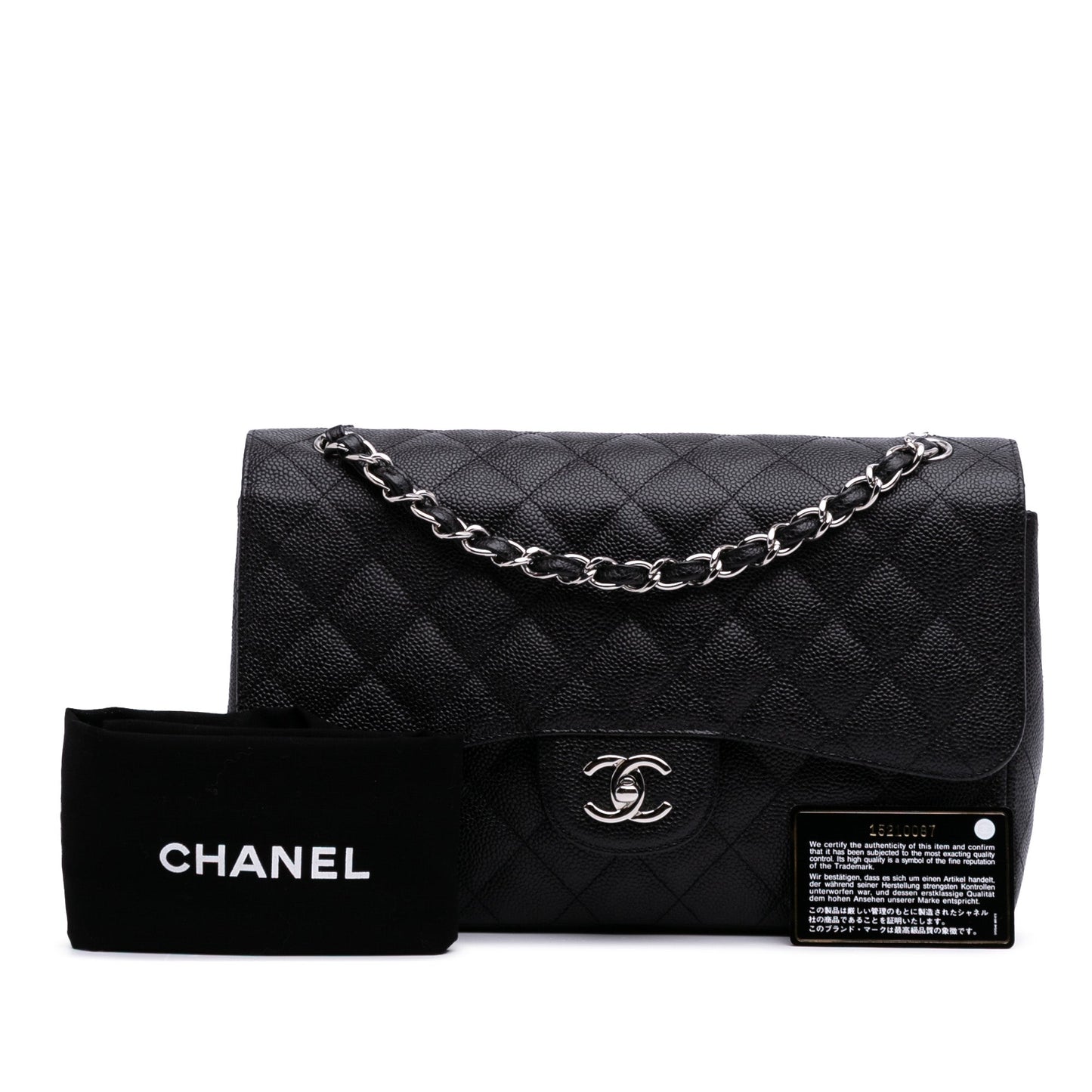 Chanel Classic Double Flap – Caviar Nero – Hardware Argento (2011) - Etoilux