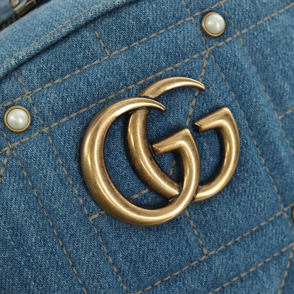 Gucci Zaino GG Marmont Pearly Small Denim Matelassé Blu – 24 cm - Etoilux