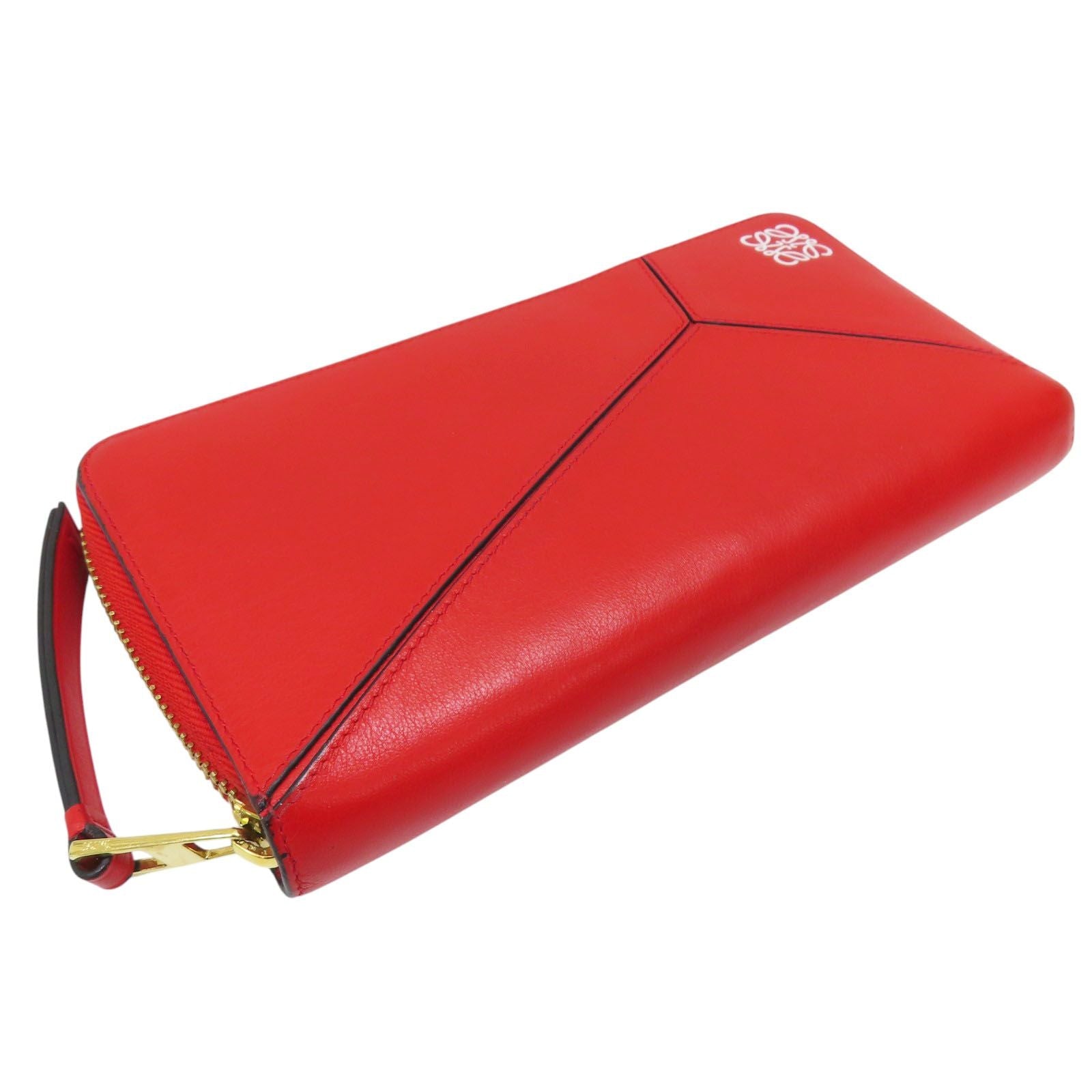 Loewe Puzzle Zip Around Wallet Vitello Liscio Rosso Scarlet - Etoilux