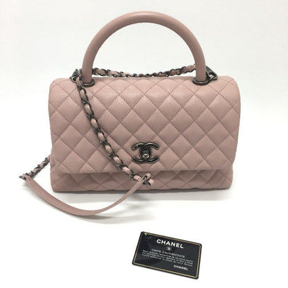 Chanel Coco Handle in pelle rosa trapuntata – Medium - Etoilux