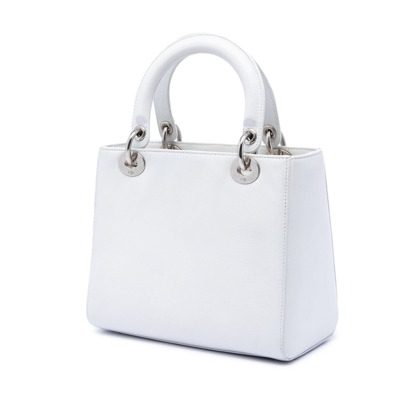 Christian Dior Lady Dior Medium Pelle di Vitello Bianca 2003 – 24 cm - Etoilux