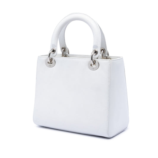 Christian Dior Lady Dior Medium Pelle di Vitello Bianca 2003 – 24 cm - Etoilux