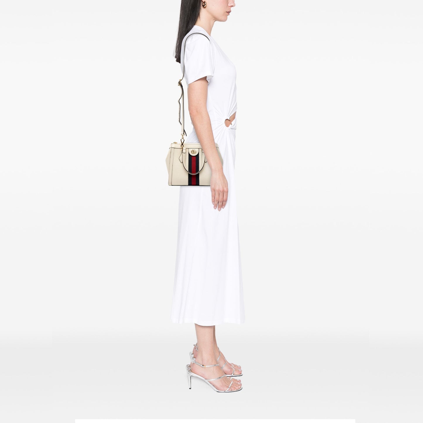 Gucci – Piccola Borsa a Tracolla Ophidia in Pelle Bianca - Etoilux