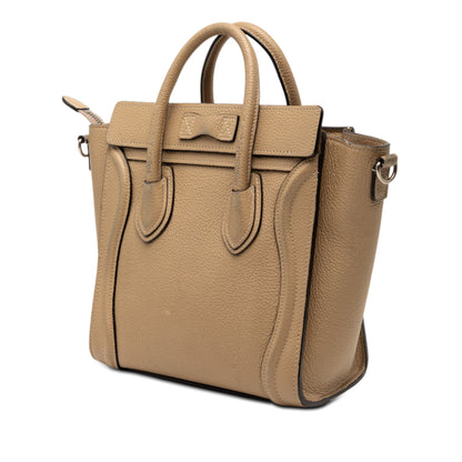 Céline Luggage Nano Pelle di Vitello Beige Dune Hardware Argento – 19,5 cm - Etoilux
