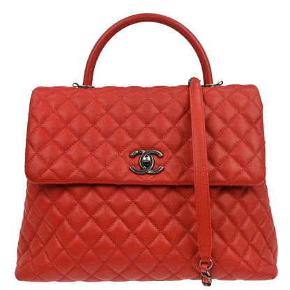 Chanel Coco Handle Medium Pelle Caviar Rossa Hardware Ruthenio 2017 – 32 cm - Etoilux