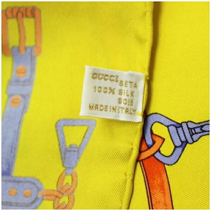 Gucci – Mini Sciarpa in Seta con Motivo Cinture – Giallo - Etoilux