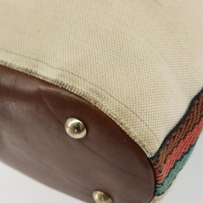 Gucci Vintage Bamboo Bucket Bag Canvas Beige Web Stripe – 23 cm - Etoilux
