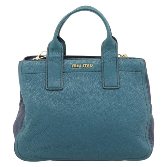Miu Miu Tote Vitello Daino Bicolore Ottanio Navy | Etoilux Vintage
