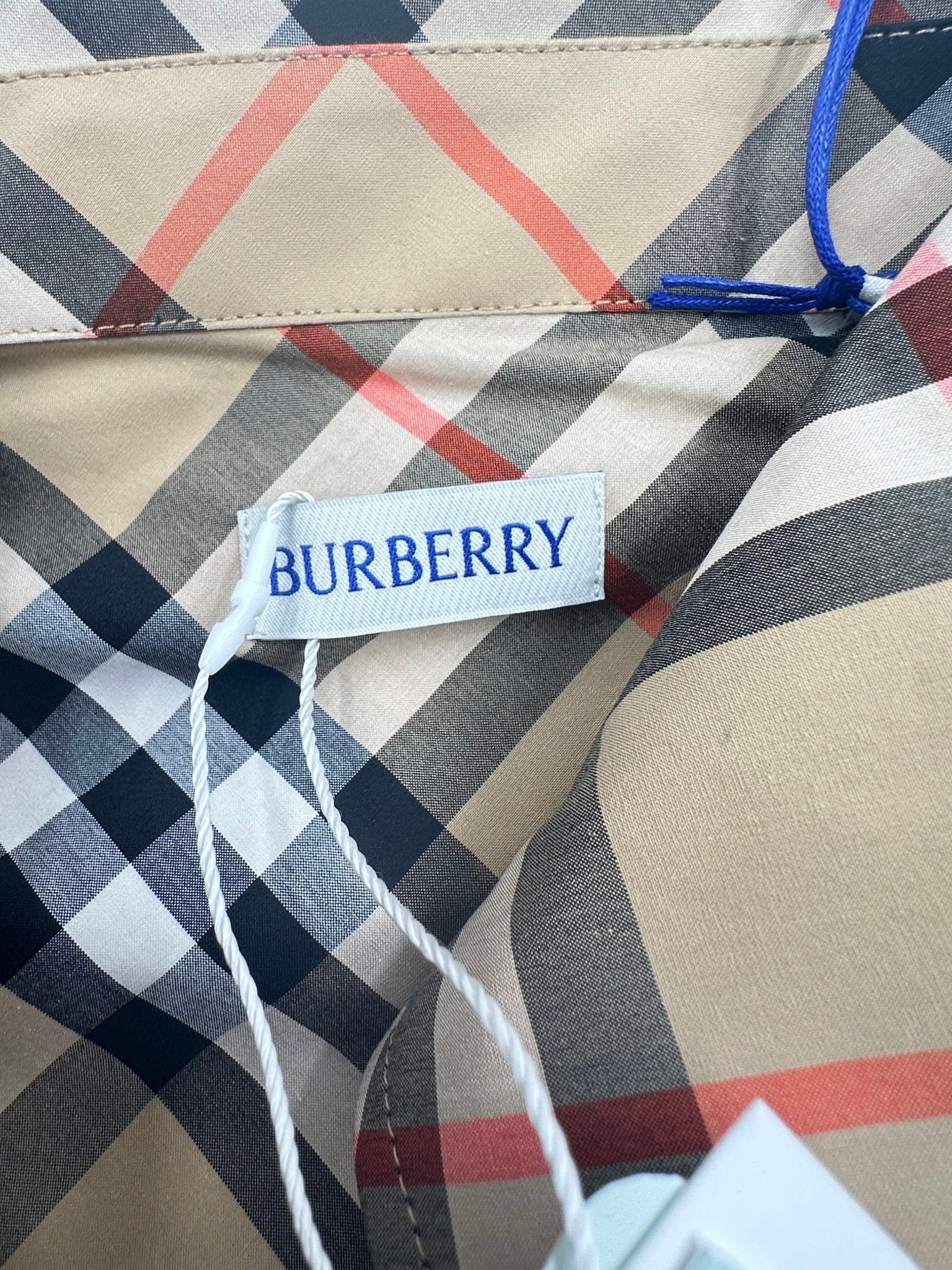 Burberry Camicia in Cotone Motivo Check Beige – Nuova con Cartellino - Etoilux