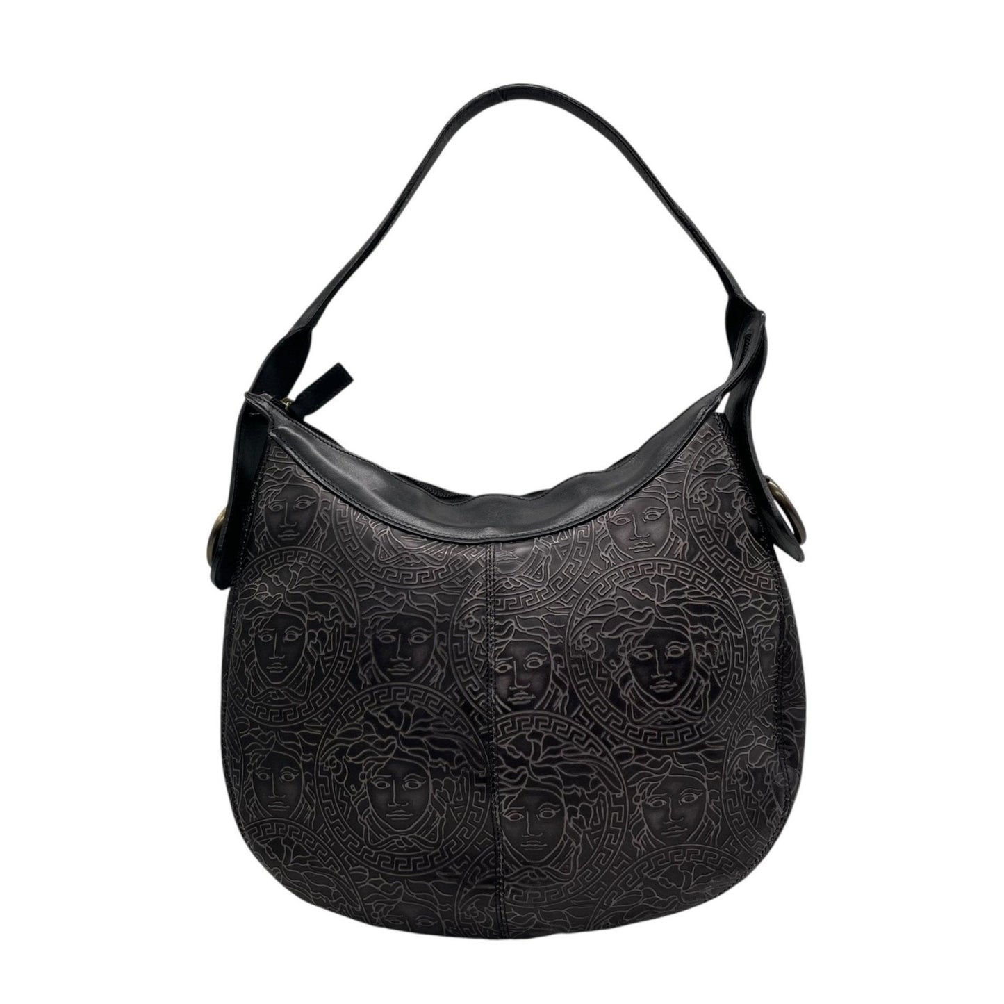 Versace Medusa – Hobo bag in pelle nera incisa - Etoilux
