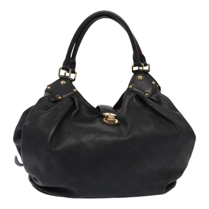 Vista frontale Louis Vuitton Mahina XL Hobo nera pelle perforata