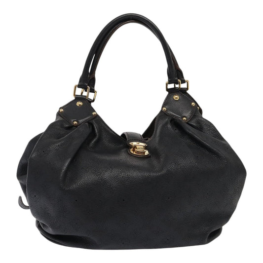 Vista frontale Louis Vuitton Mahina XL Hobo nera pelle perforata