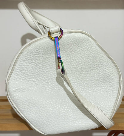 Alexander Wang Rocco Bag in Pelle Martellata Bianca con Borchie Iridescenti - Etoilux